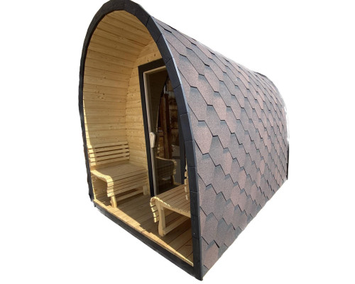 Mobiles Saunafass im Iglu-Stil 2,2x3,5m. Outdoor-POD-Sauna-Iglu