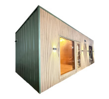 Mobile premium sauna 8.0×3.5×3.0 m made of thermowood | Thermowood Production
