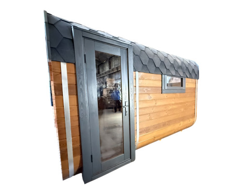 Quadro Sauna 3,0 × 2,24 × 2,37 m Thermo-Kiefernholzfass von Thermowood Production