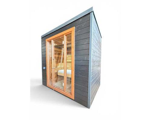 Modular mini sauna 2.34×1.6×2.385 m made of thermopine | Thermowood Production