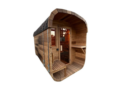 Quadro-Fass 3,5 x 2,24 m. Expertenprüfung: Berechnung der Wärmephysik und des baulichen Schutzes der Quadro 3,5 m Sauna durch Thermowood Production
