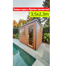 Schlüsselfertige mobile Sauna 3,5 x 2,3 m | Hohe Qualität direkt vom Hersteller