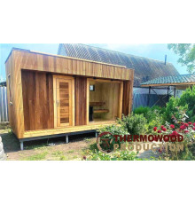 Modular bath 5x2.6m Panorama Gartensauna-12 Thermowood Production turnkey from the manufacturer