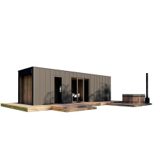 Schlüsselfertige Rahmenwanne 8,0x2,5m High-Tech Sauna 07 im modernen Hightech-Stil vom Hersteller ThermoWood