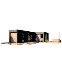 Schlüsselfertiges Rahmenhausbad 9,0x5,0m High-Tech Sauna 06 im modernen High-Tech Stil vom Hersteller ThermoWood