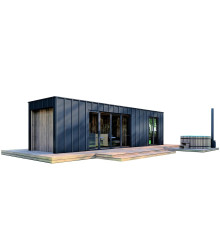 Schlüsselfertige Rahmenwanne 9,0x2,5m High-Tech Sauna 05 im modernen Hightech-Stil vom Hersteller ThermoWood