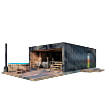 Schlüsselfertige Rahmenwanne 7,2x5,2m High-Tech Sauna 03 im modernen Hightech-Stil vom Hersteller ThermoWood