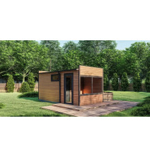 Gartensauna-6, eine schlüsselfertige Minisauna für Ihre Datscha, 6x3m, vom Hersteller