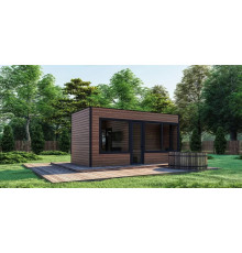 Gartensauna-7, eine schlüsselfertige, mobile Modulsauna mit den Maßen 6x3m von Thermowood Production