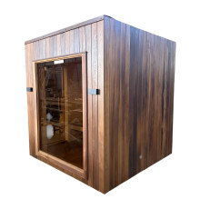 Die hochwertige modulare Sauna CUBE 2,3 x 2,3 x 2,55 m aus Thermoasche von Thermowood Production