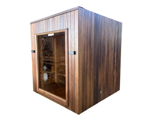 Die hochwertige modulare Sauna CUBE 2,3 x 2,3 x 2,55 m aus Thermoasche von Thermowood Production