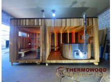 Gartensauna + Hot-Tub mit Holzofen — Thermowood Production