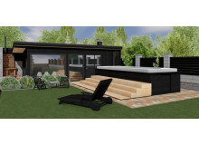 Bestellen Sie ein Saunaprojekt mit Whirlpool aus Thermowood-Produktion: Produktion, Lieferung, Installation