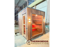 Modulare Sauna Thermowood CUBE 2,3×2,3 m – ein Ort der Wärme, des Stils und der Ruhe direkt auf Ihrem Grundstück