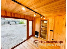 Mobile Sauna 5,5x2,6m aus Thermowood Production
