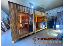 Modulare Sauna mit Kauf aus thermisch modifiziertem Holz, Maße 5,4 x 2,4 x H 2,7 m, LUX-Konfiguration