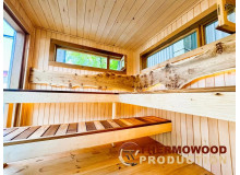 Mobile Sauna mit Duschkabine 5,7x2,6m Gartensauna-36 von Thermowood Production