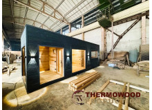 Mobile Sauna mit Panoramafenstern 8,0 x 2,6 m Gartensauna-34 von Thermowood Production