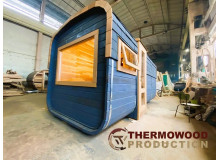 Quadro 4,5x2,3m Thermoholz-Fasssauna von Thermowood Production