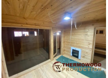 Modulare Sauna 7,0 x 2,7 m mit Panoramafenstern von Thermowood Production