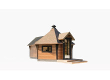 Grillhaus mit Sauna 5,3x3,7x3,5m Saunahaus 17 aus Thermowood Production