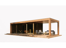 Sauna House 15, ein modulares Gästehaus mit den Maßen 11,0 x 4,0 m und Sauna von Thermowood Production