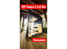 VIP-Würfelsauna 2,7 × 2,4 m vom Premium-Saunahersteller Thermowood Production