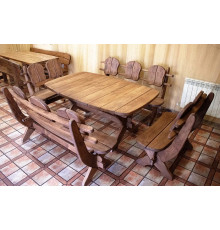 Solid wood furniture 1750x1100, Thermo-treated Oak Furniture set. Table and 4 benches made of thermal oak