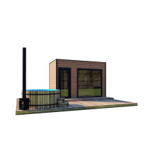 Schlüsselfertiges Modulbad 4,0x2,3m Gartensauna-9 Thermowood Produktion vom Hersteller