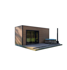 Modulbad 6x3m Panorama Gartensauna-11 Thermoholz Produktion schlüsselfertig vom Hersteller